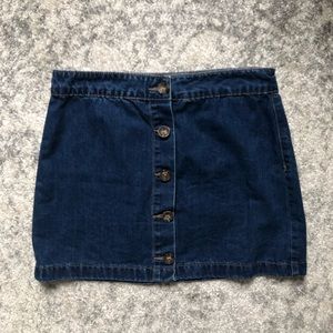 F21 Button Down Denim Mini Skirt